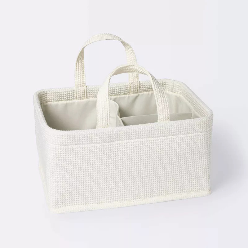 Waffle Weave Rectangular Diaper Caddy with Handles - Cloud Island™ Cream | Target