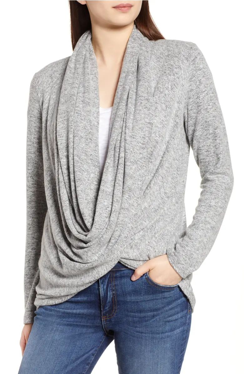 Gibson Convertible Cozy Fleece Wrap Cardigan (Regular & Petite) | Nordstrom