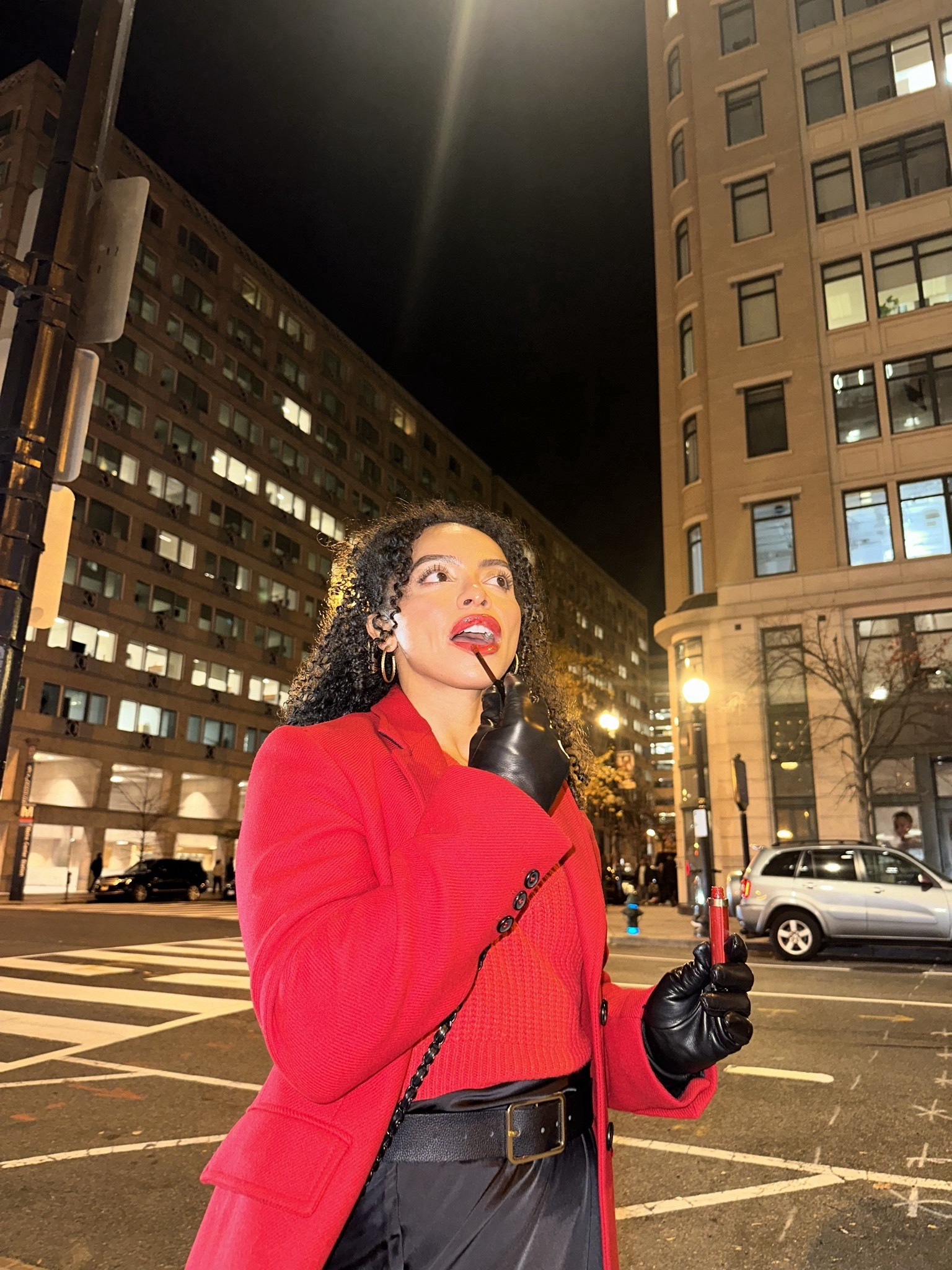 Red: always in season, forever elegant. Elevate your style with a striking red trench coat & lip. Here, I pair it down for a casual event look with a smooth satin skirt & cozy red knitted sweater.

#casualchich
 #elegant 
#sweaterweather 
#redlip
#redcoat

#LTKSeasonal #LTKstyletip #LTKHoliday