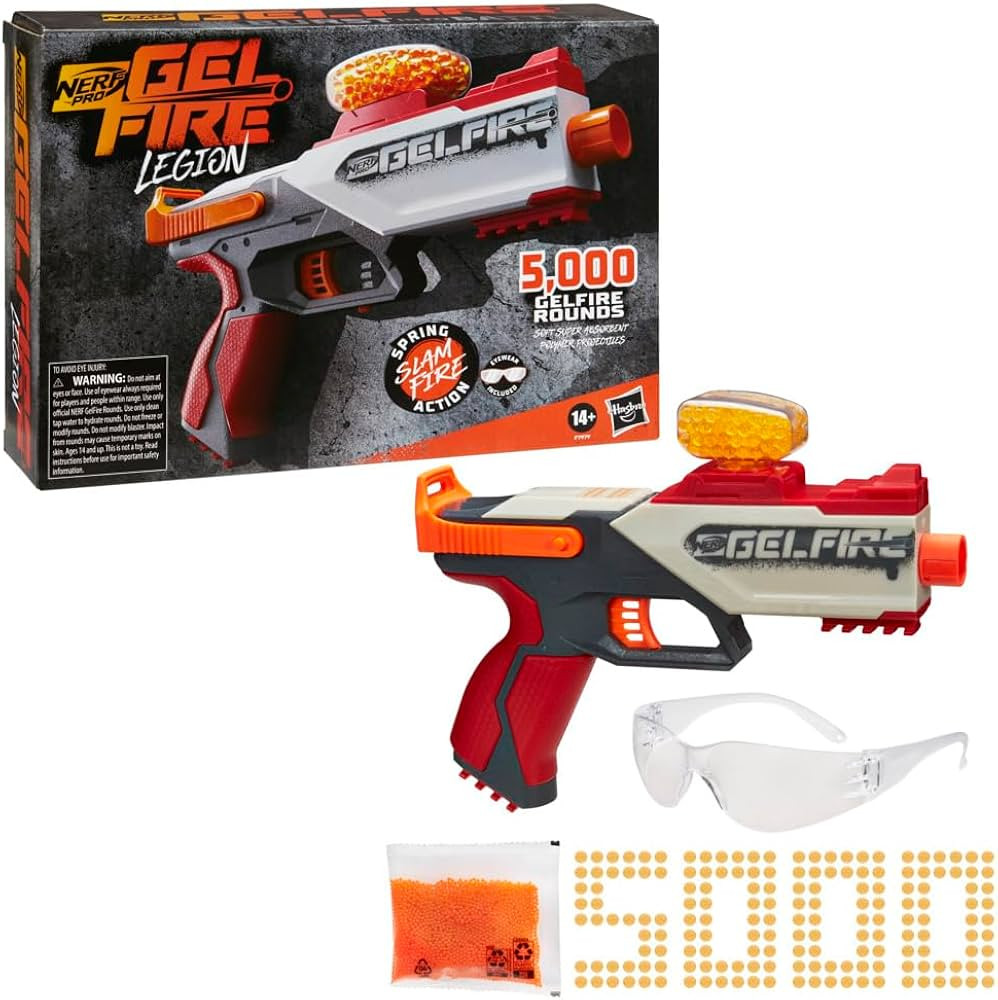 Nerf Pro Gelfire Legion Spring Action Blaster, 5000 Rounds, 130 Hopper, Protective Eyewear, Slam ... | Amazon (US)
