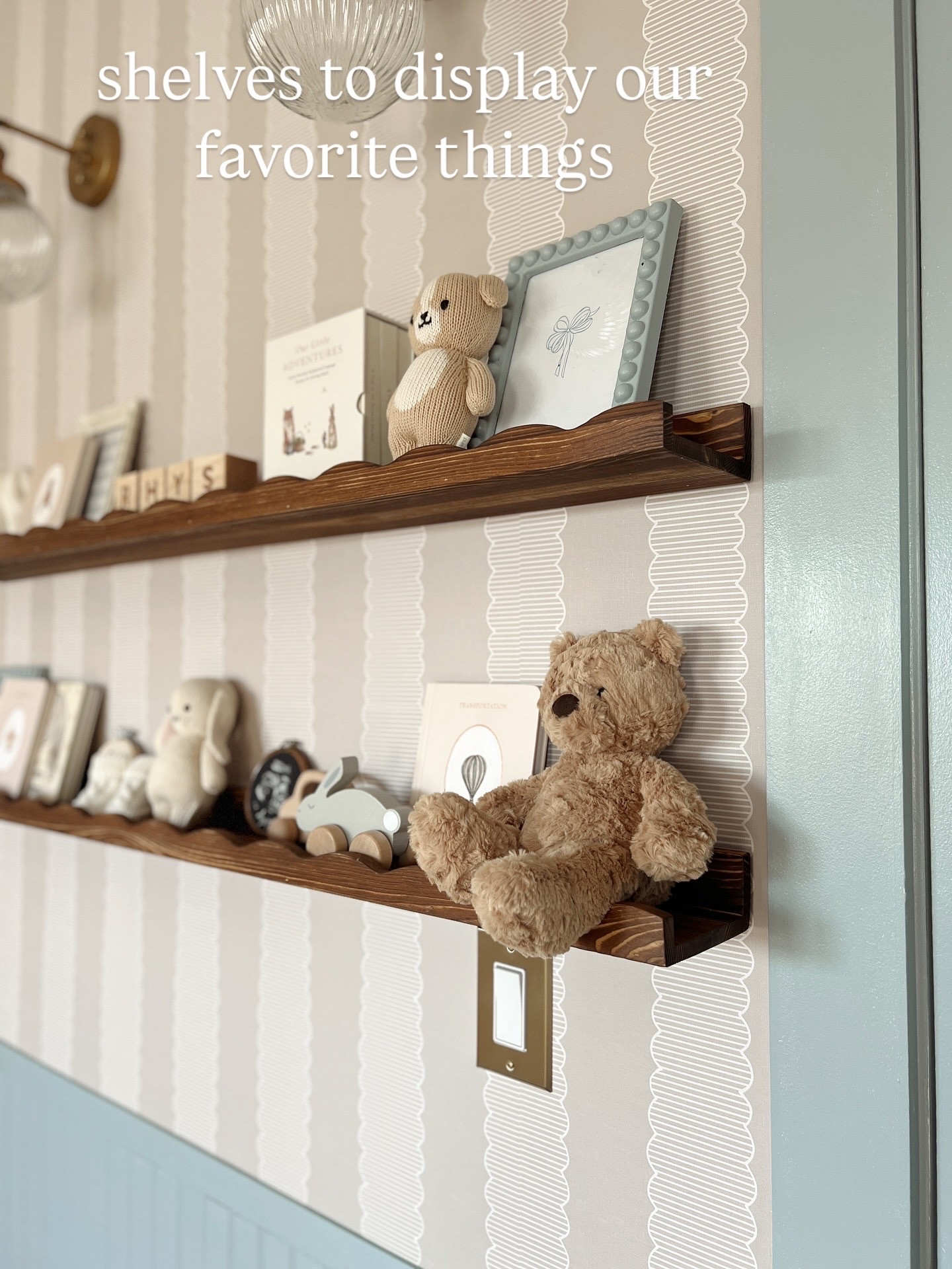 The perfect scalloped nursery shelves to display our keepsakes 

#LTKBaby #LTKHome