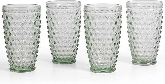 MARTHA STEWART Chauncey 4-Pack 14.3 oz Hobnail Handmade Glass Tumbler - Green | Amazon (US)