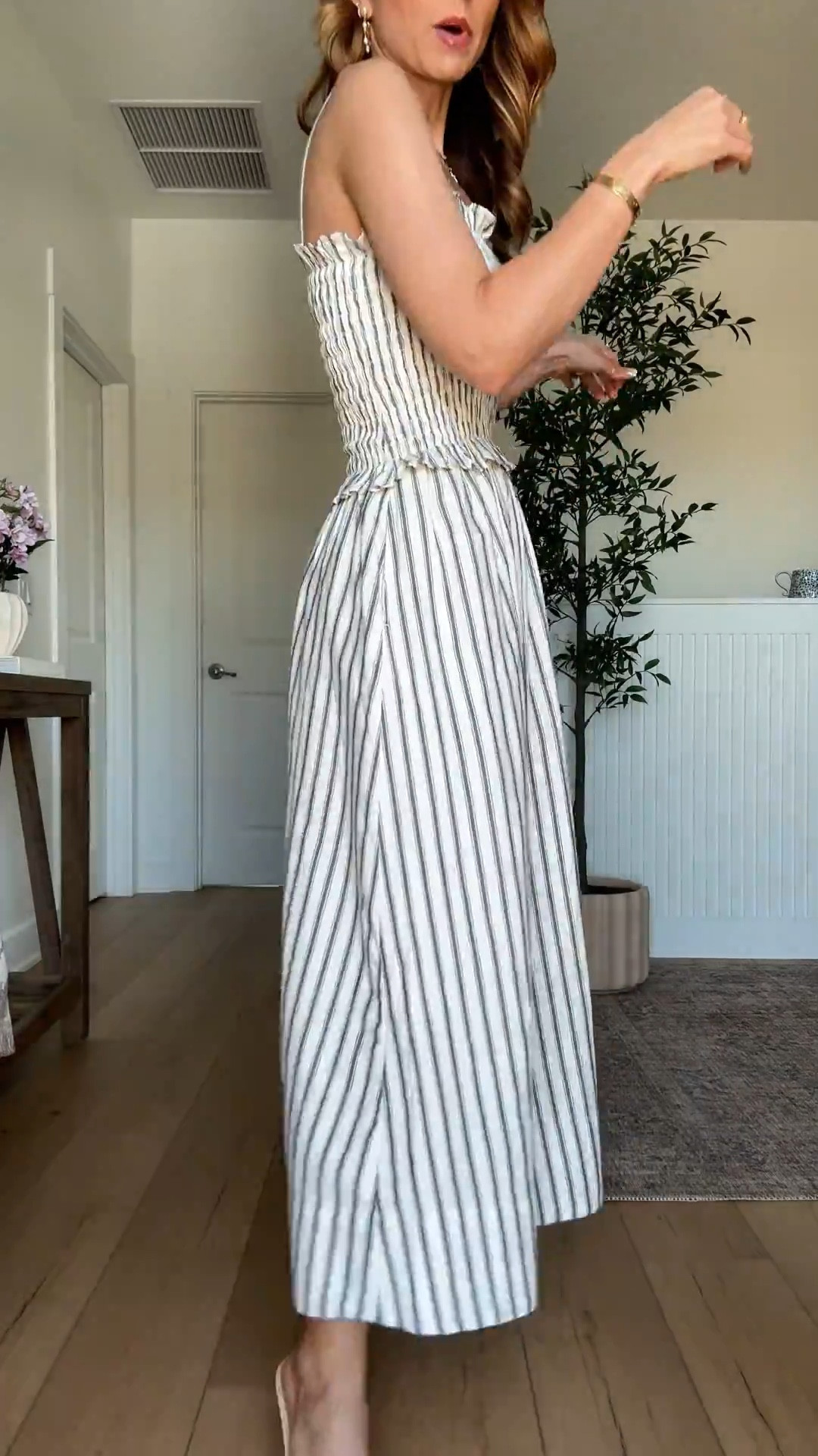 New target arrivals. Wearing XS in striped dress. Has adjustable straps that button on inside of dress. You can also tuck the straps in or cut them off. Neutral wedges are TTS. Coastal outfit. Coastal style. Resort outfit. Resort wear. Spring outfit. Summer dress. Spring dresses

#LTKTravel #LTKootd #LTKgrwm