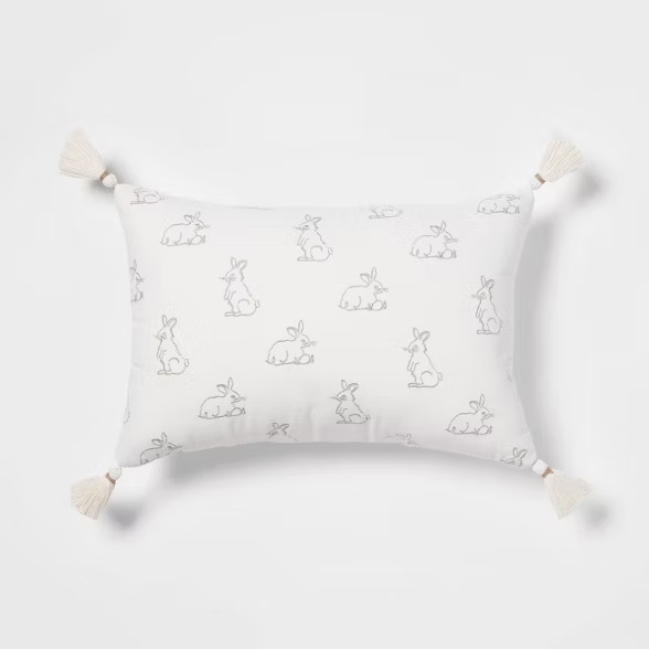 Mini Bunnies Lumbar Throw Pillow Cream - Threshold™ | Target