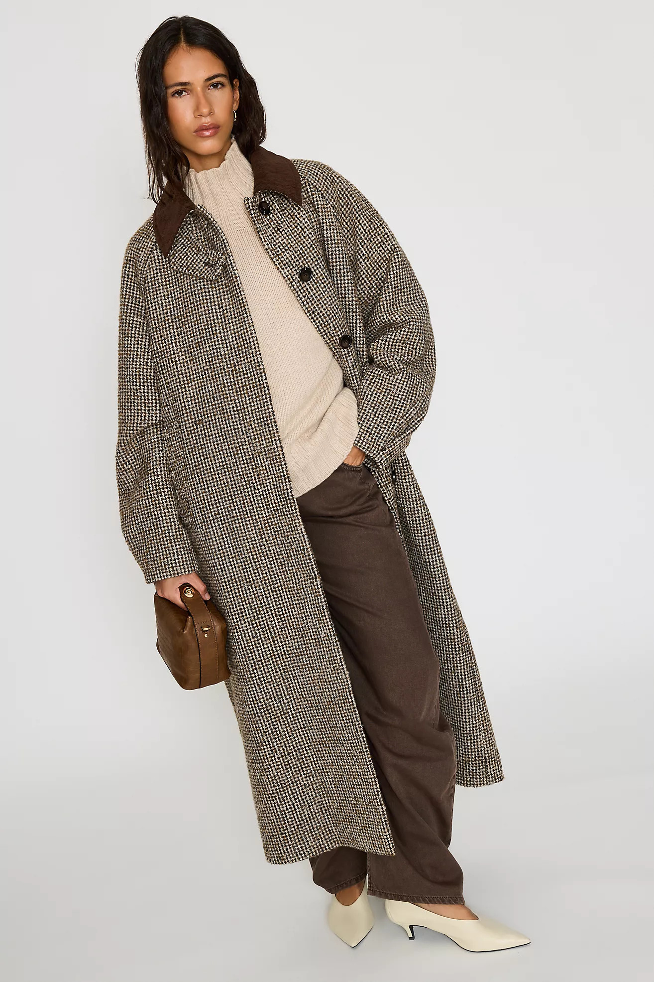 By Anthropologie Check Wool-Blend Maxi Coat | Anthropologie (UK)