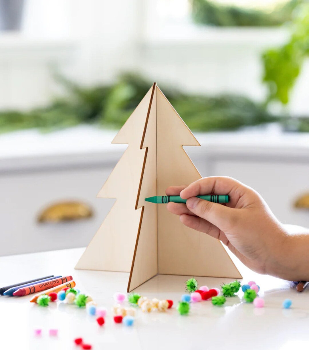 Activity Kit Gift for Kids Wood Christmas Tree Coloring - Etsy | Etsy (US)