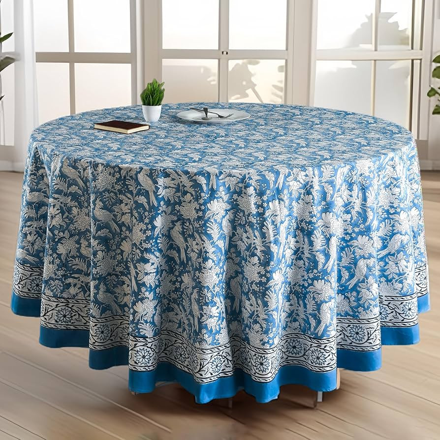 CPC Round Tablecloth- Cotton Indian Block Print Tablecloth -Handmade Printed Washable Cotton Tabl... | Amazon (US)