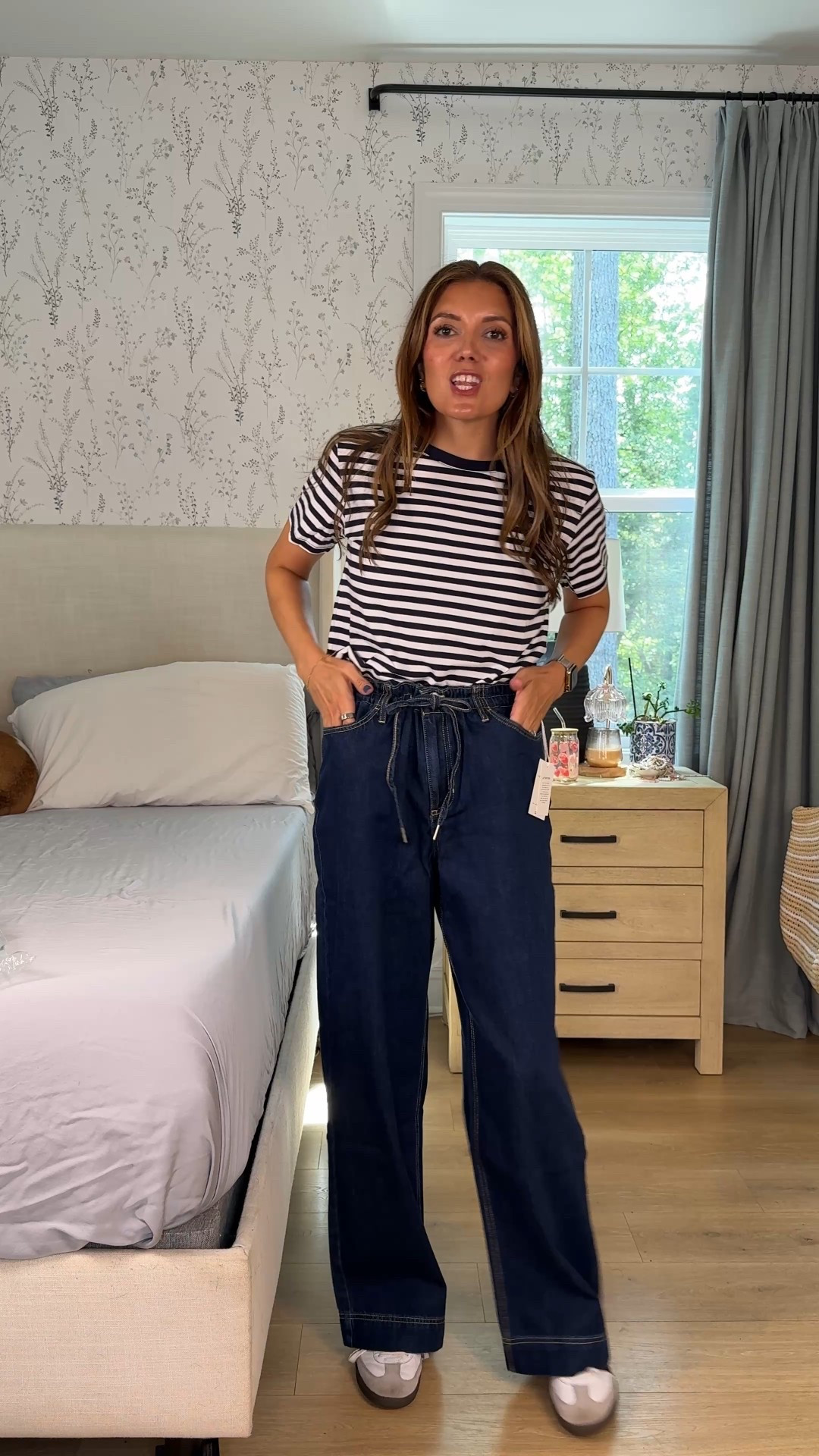 The new Walmart jeans feel like pajamas! Dark wash Wide leg jeans in a size 4 but I need to size down! They run large. 

#LTKFindsUnder50 #LTKOver40