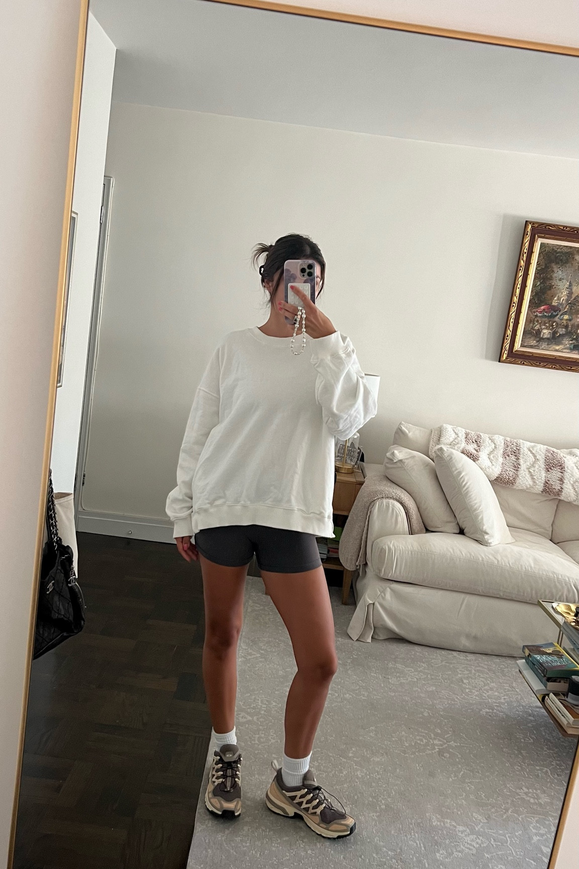 white crewneck sweatshirt comes in a ton of colors 
biker shorts under $50

#LTKFitness #LTKFindsUnder50 #LTKFindsUnder100