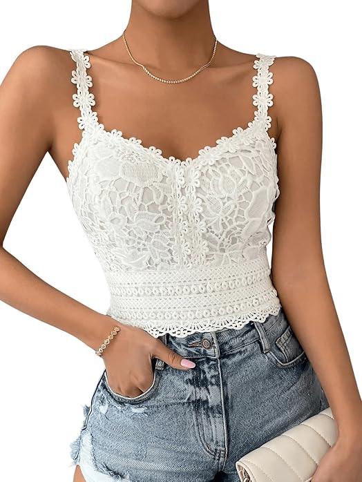 GORGLITTER Women's Boho Lace Corset Tops Bralette Top Crop Top Fall Summer | Amazon (US)