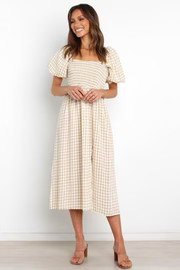 Cunningham Dress - Beige Gingham | Petal & Pup (AU)