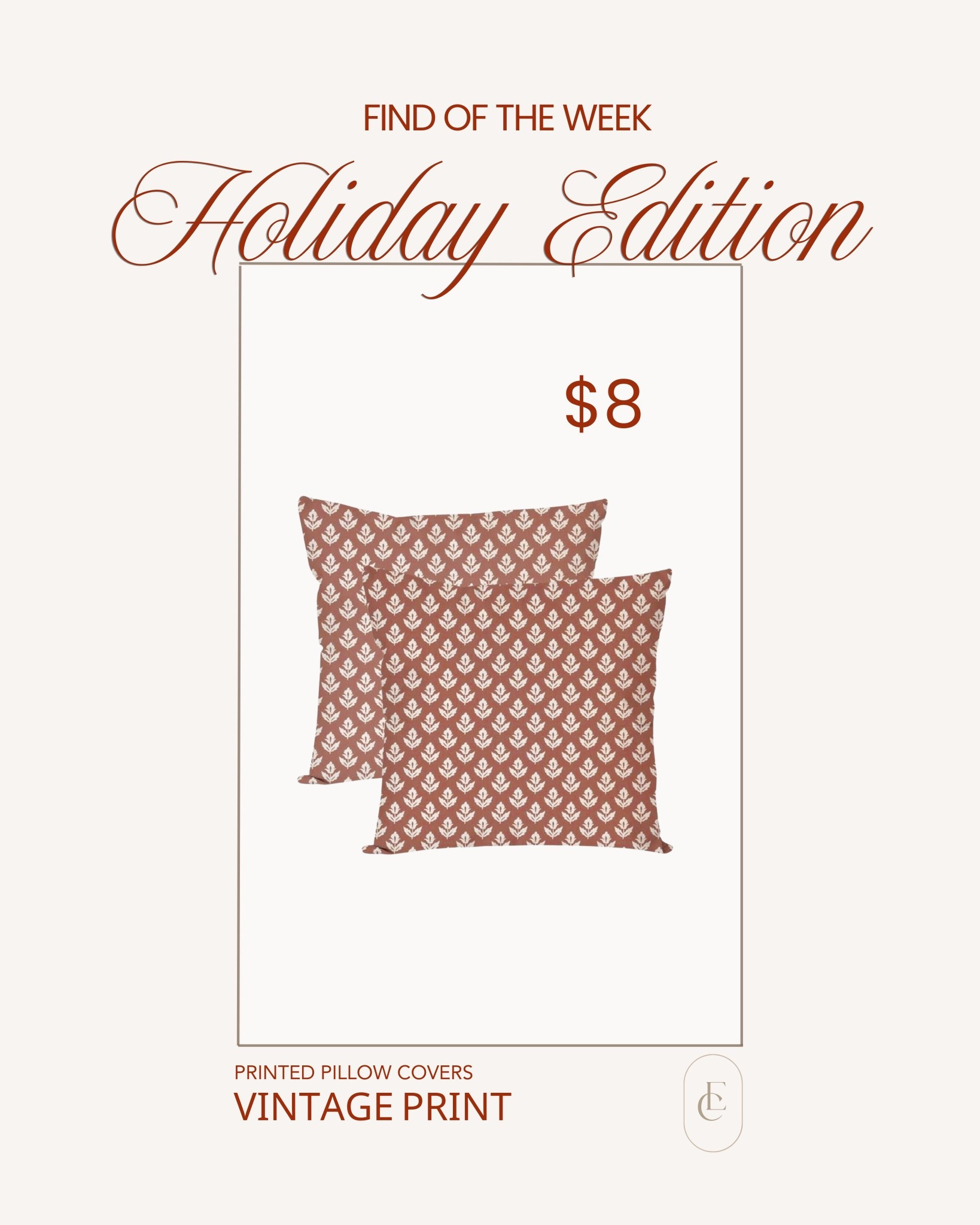 Holiday find of the week ✨ These vintage-print pillow covers are only $8 and look so high-end. 🤎