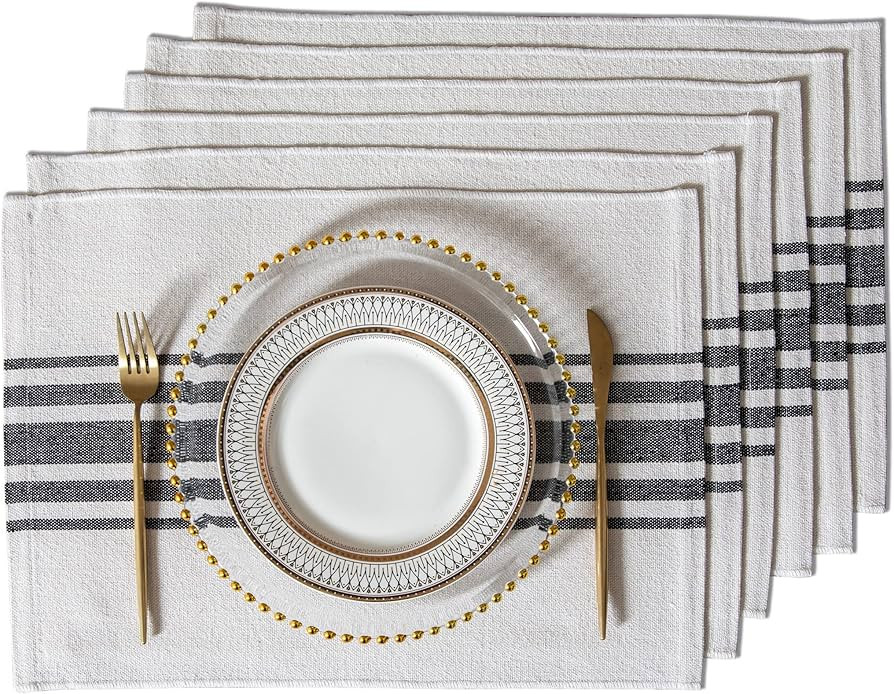 Placemats Set of 6 for Dining Table, Woven Cloth Place Mats for Kitchen Tabletop Décor, Handcraf... | Amazon (US)