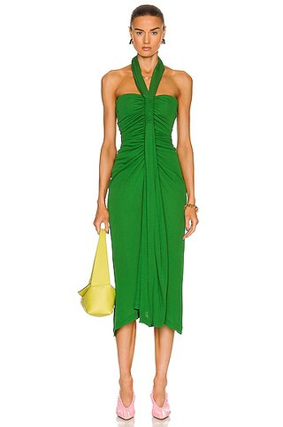 Loewe Halterneck Midi Dress in Forest Green | FWRD | FWRD 