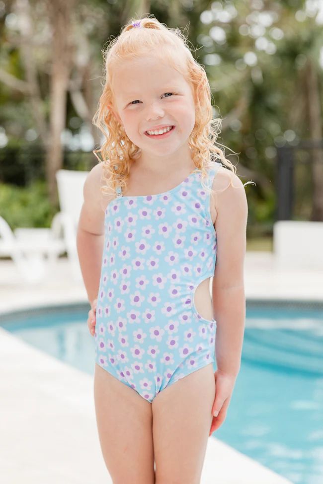 Kid's Cool Waters in Ditzy Daisy Side Cutout One Piece Swimsuit | Pink Lily