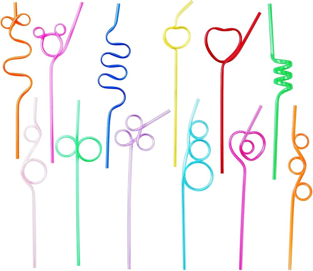 Crazy Straws,24 Pcs Silly Straws for Kids &Adults,Reusable Plastic Loop Curly Crazy Drinking Stra... | Amazon (US)
