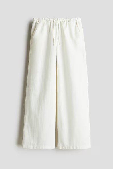 H & M - Linen-Blend Pants - White | H&M (US + CA)