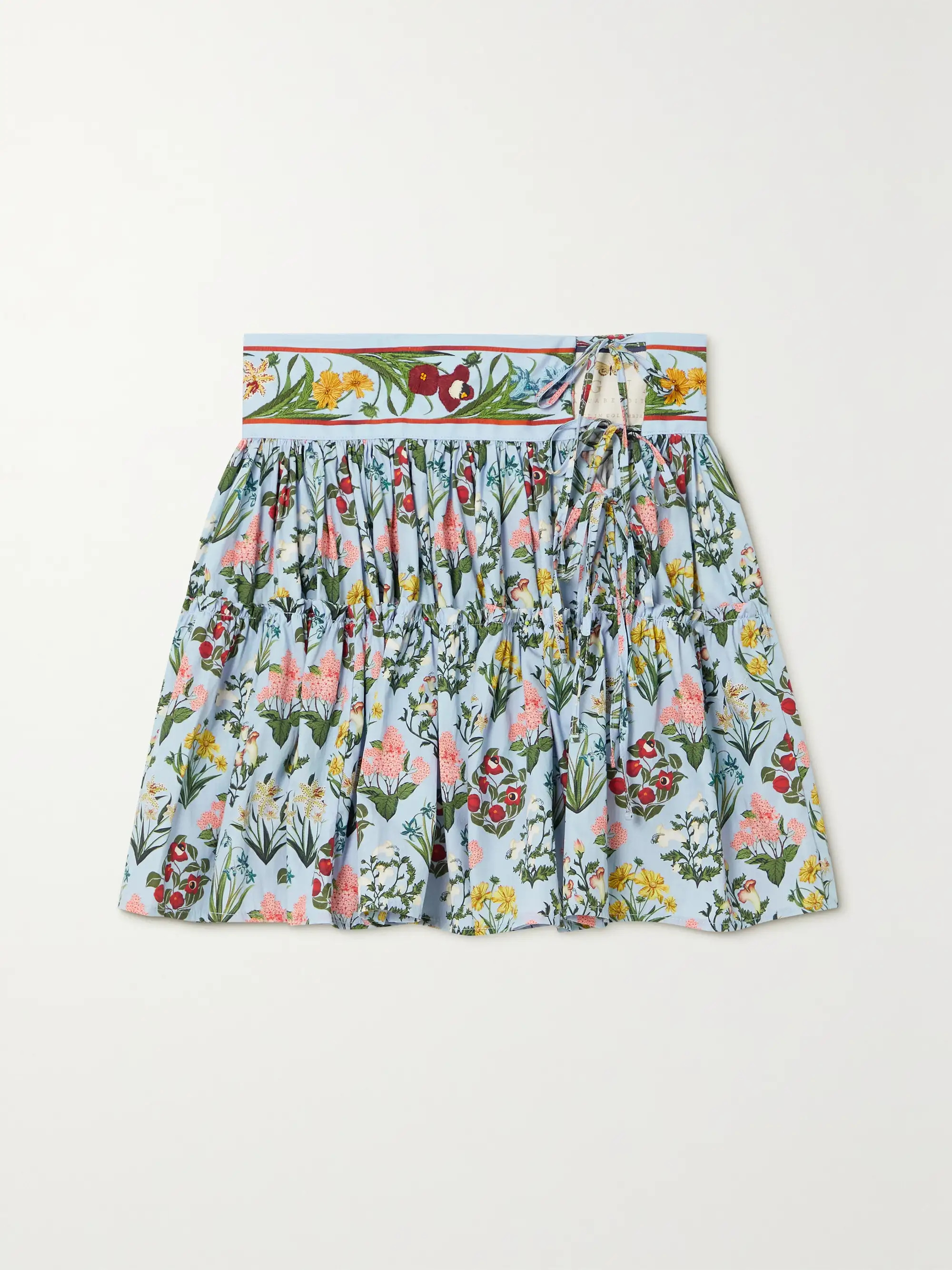 Grosella embellished floral-print organic cotton-poplin mini skirt | NET-A-PORTER (US)