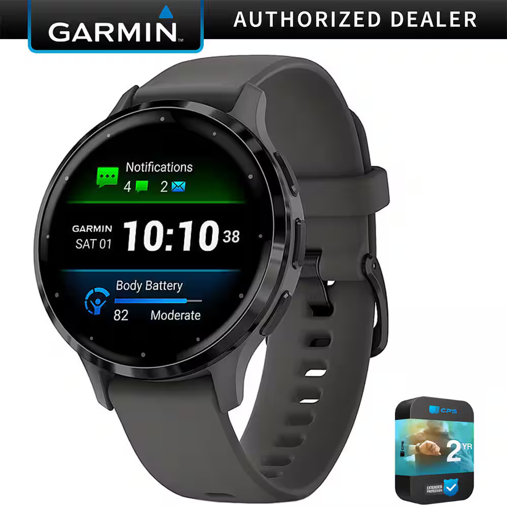 Garmin - Venu 3S GPS Smartwatch 41mm + Extended Warranty Bundle - Slate Stainless Steel Bezel with Pebble Gray Band - (2023) | Best Buy U.S.
