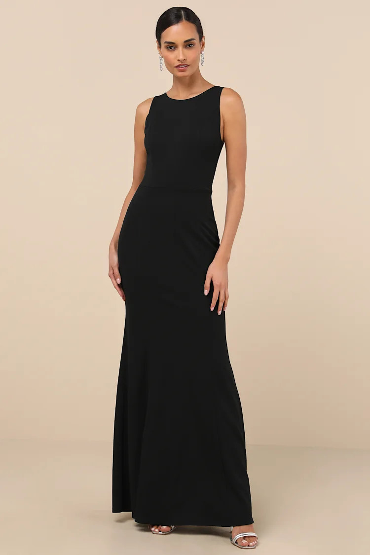Maike Black Cowl Back Mermaid Maxi Dress | Lulus