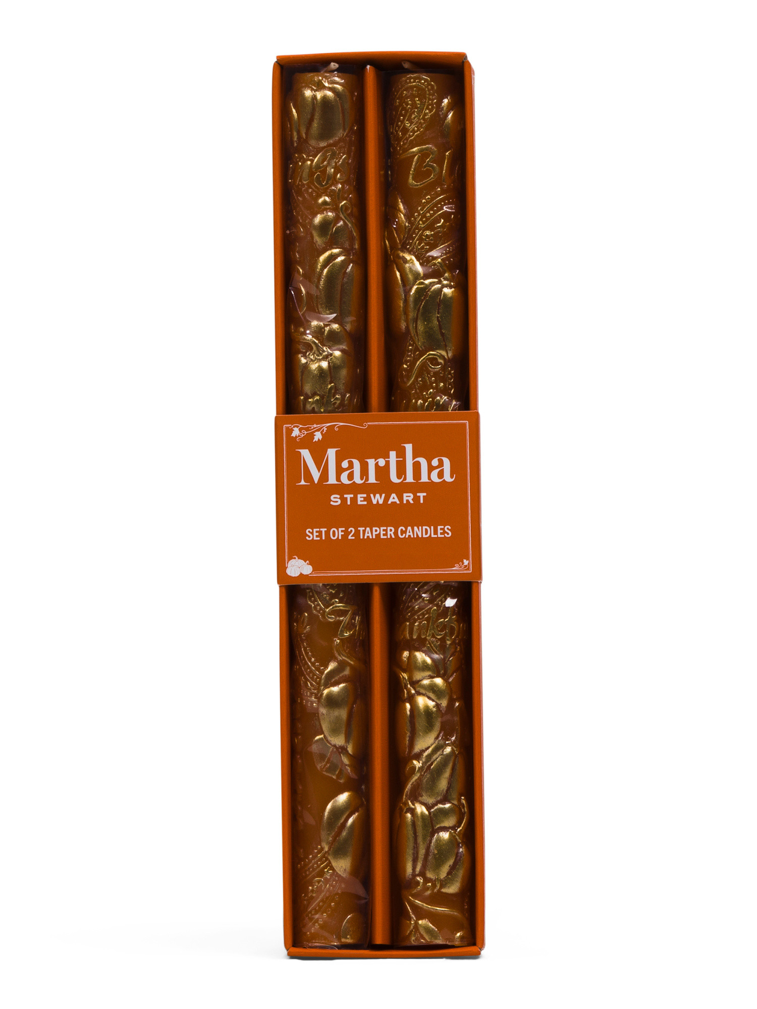 Set Of 2 10in Pumpkin Taper Candles | TJ Maxx