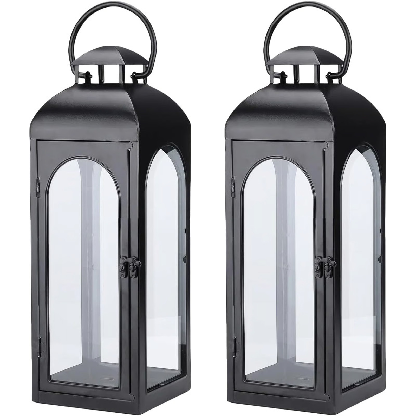 Luxury Lanterns Decorative Black Metal Hurricane Lanterns With Clear Glass Panels | Wayfair North America