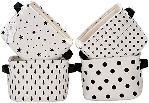 Sea Team Foldable Mini Square New Black and White Theme 100% Natural Linen & Cotton Fabric Storag... | Amazon (US)