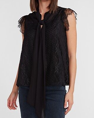 Tie Neck Lace Top | Express