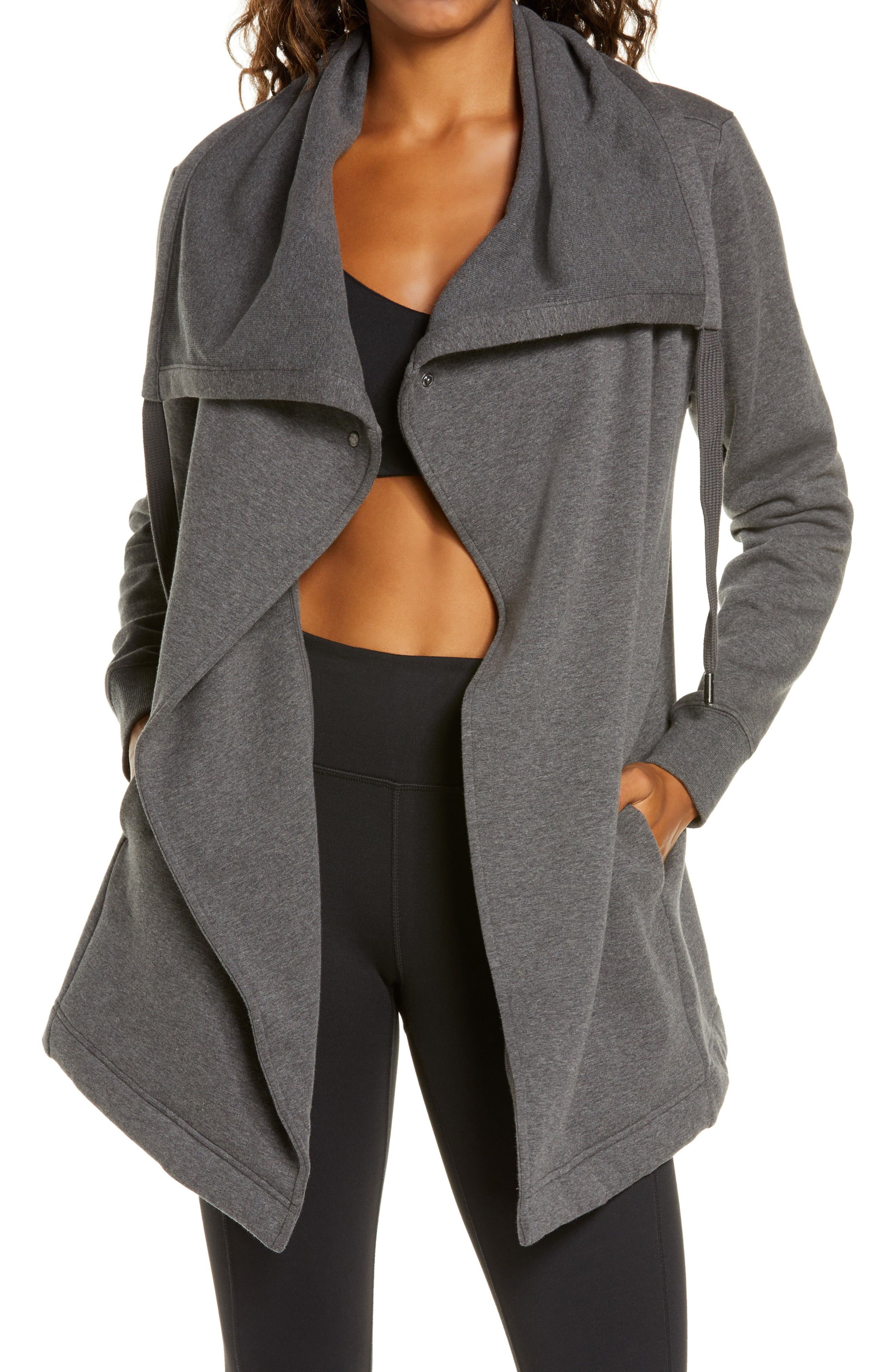 Zella Amazing Cozy Wrap Jacket in Grey Medium Charcoal Heather at Nordstrom, Size Xx-Large | Nordstrom