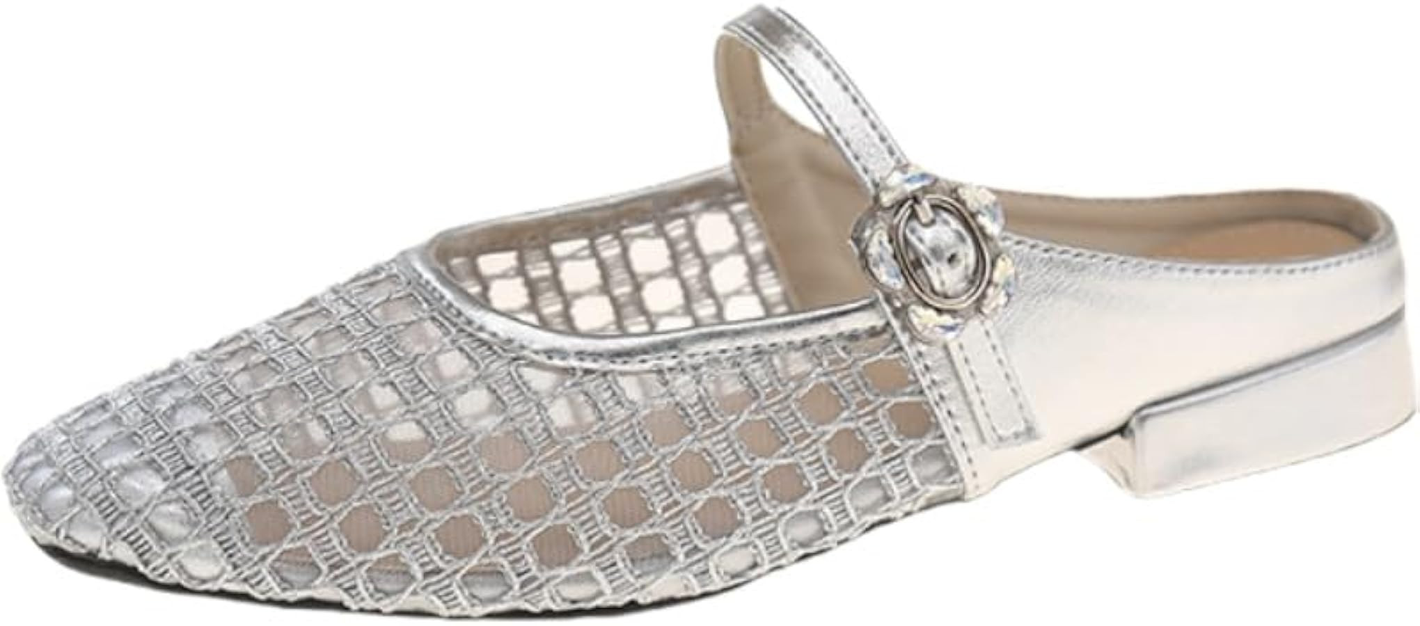 Ladies' summer rubber low-heeled square toe slippers with breathable mesh are outdoors | Amazon (US)