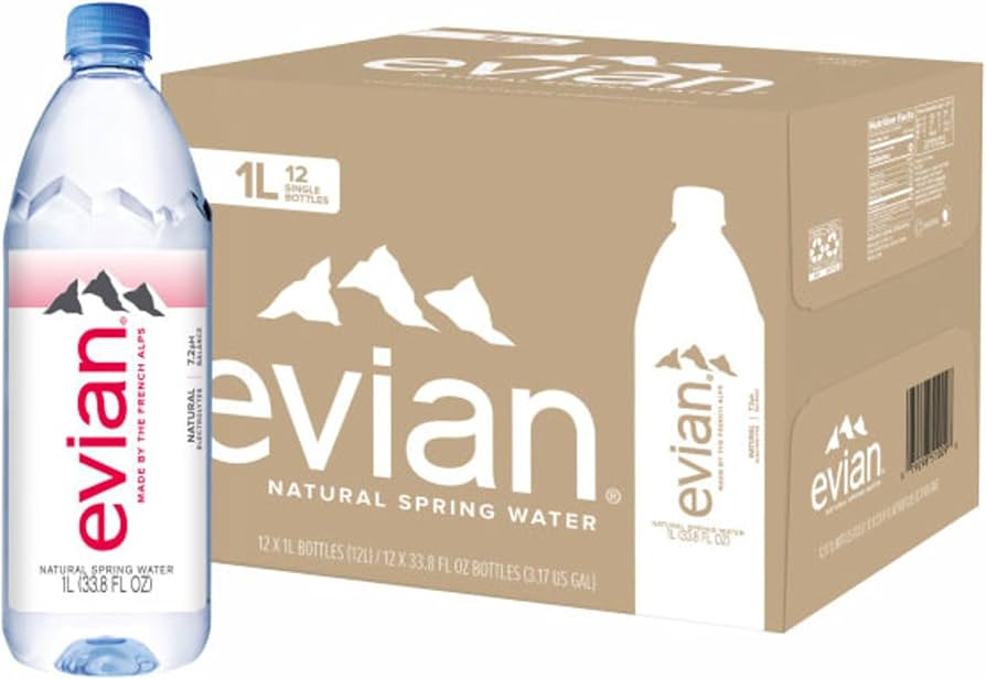 evian Natural Spring Water, Naturally Filtered Spring Water in Large Bottles, 33.81 Fl Oz (Pack o... | Amazon (US)
