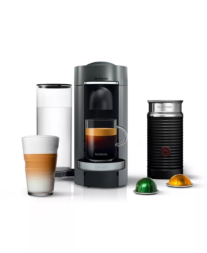 Nespresso Vertuo Plus Deluxe Coffee and Espresso Machine by De'Longhi, Titan with Aeroccino Milk ... | Macy's