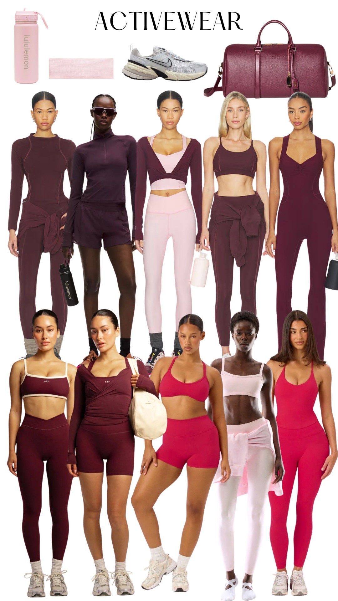 Shop new activewear! Pink,  red, burgundy and plum workout sets and other gym essentials

#workoutoutfit #activewear #workout #sportsbra #bag #dufflebag #hoodie #leggings #yoga #gym #pilates #run #running #outfit #sportsbra #shirt #top #headband #bottle #waterbottle #socks #sneakers #nike #beyondyoga #cb2 #skims #revolve #nikeskims #burgundy #workoutset #red #pink #plum #purple #lululemon #437 #aritzia #asics #newbbalance #shorts #bag 
#LTKFindsUnder50 #LTKFindsUnder100

#LTKselfcare #LTKfitnessgoals #LTKActive #LTKmorningroutine #LTKdayinmylife #LTKSaleAlert #LTKootd