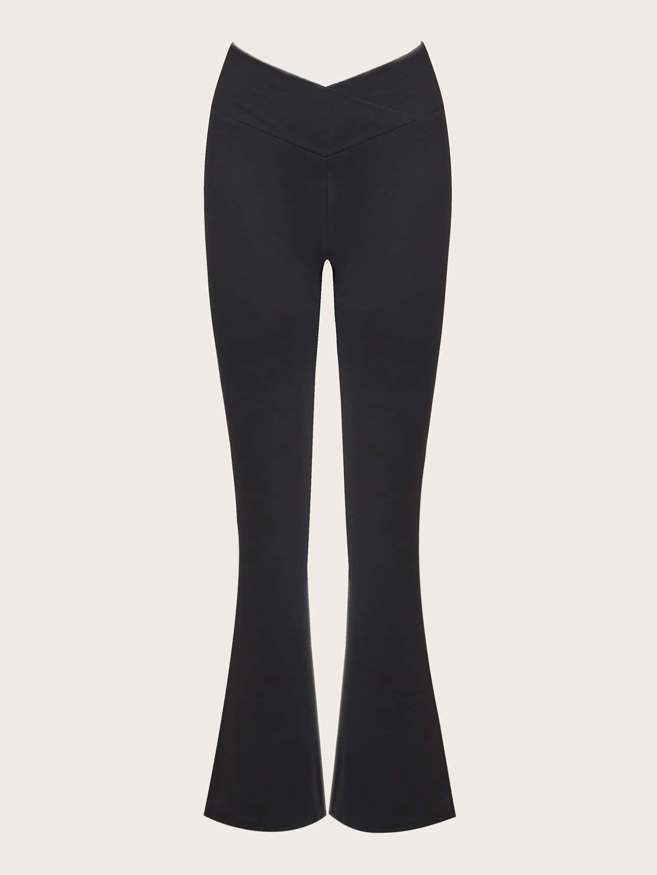 ROMWE STPL Solid Flare Leg Pants | SHEIN