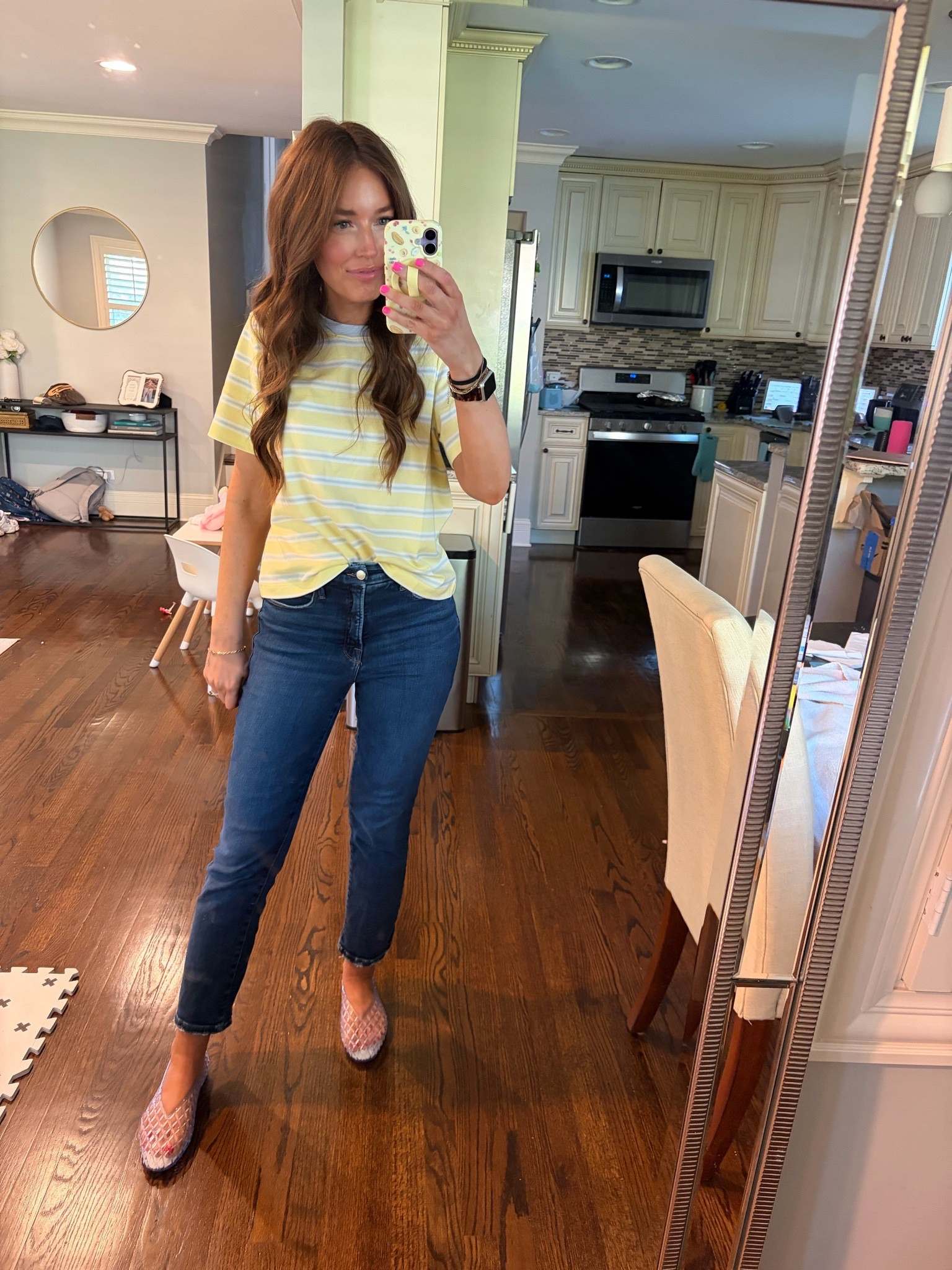 Size down in jelly shoes - they run big imo. Size m in tshirt. If in between size up 


Tshirt / jellie shoes / tee / spring outfit / summer outfit / jeans / yellow and blue

#LTKootd #LTKgrwm #LTKmomlife