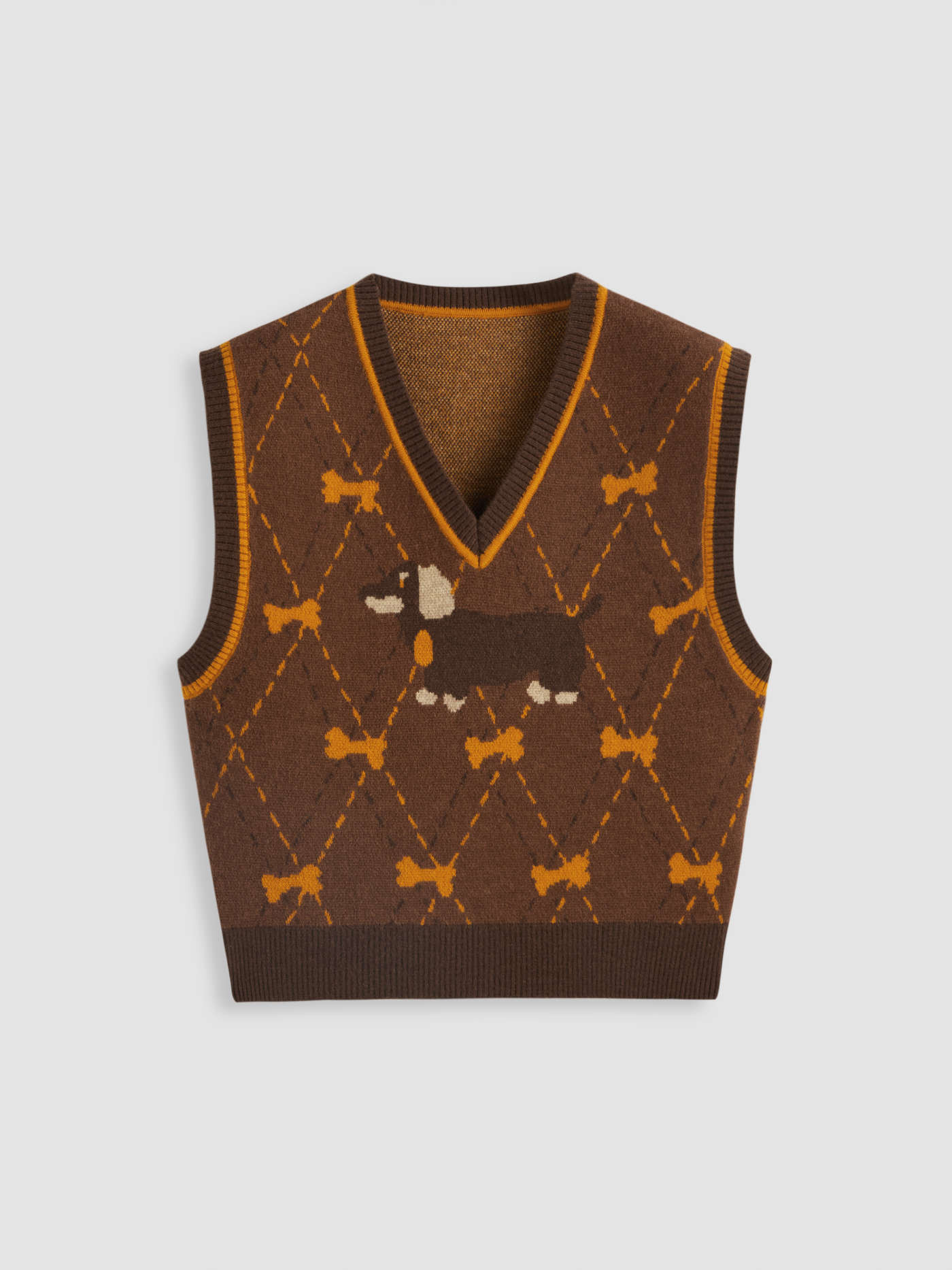 Puppy Argyle Knit Vest | Cider