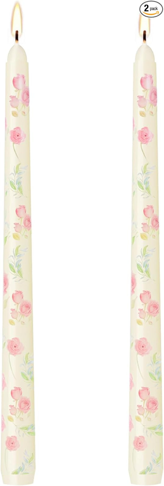 0.87×10 Inch Printed Floral Ivory Taper Candles, 2 Pack Unscented and Smokeless Tall Candlestick... | Amazon (US)