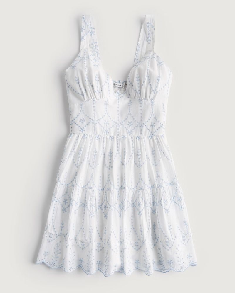 Women's V-Neck Eyelet Mini Dress | Women's New Arrivals | HollisterCo.com | Hollister (US)