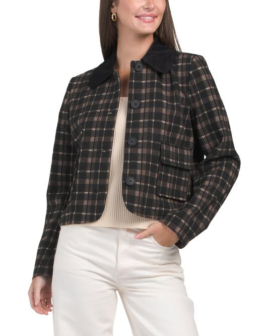 Cropped Jacket With Mixed Collar | Coats & Jackets | TJ Maxx | TJ Maxx