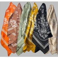 Paisley Bandana/Scarve/Paisley/Square Scarves/Neck Scarf/Neckerchief/Bag Scarf/Head Scarf/Turban Wrap/Silk Paisley Scarf | Etsy (US)