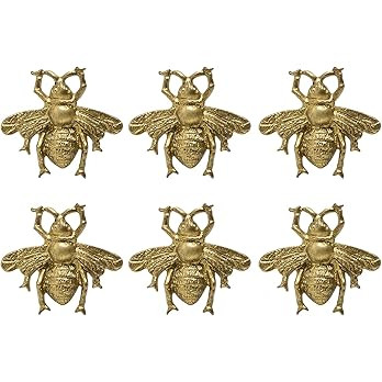 SOFFEE DESIGN Set of 6 Vintage Gold Zinc Cabinet Knobs, Decorative Metal Bee Shape Knobs Pull Han... | Amazon (US)