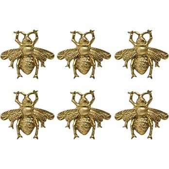 SOFFEE DESIGN Set of 6 Vintage Gold Zinc Cabinet Knobs, Decorative Metal Bee Shape Knobs Pull Han... | Amazon (US)