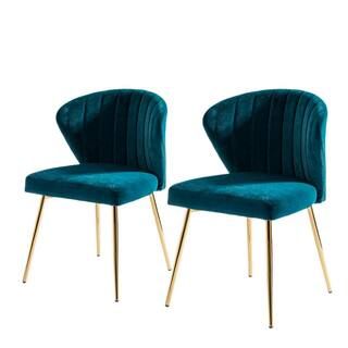 Milia Teal Tufted Dining Chair (Set of 2) | The Home Depot