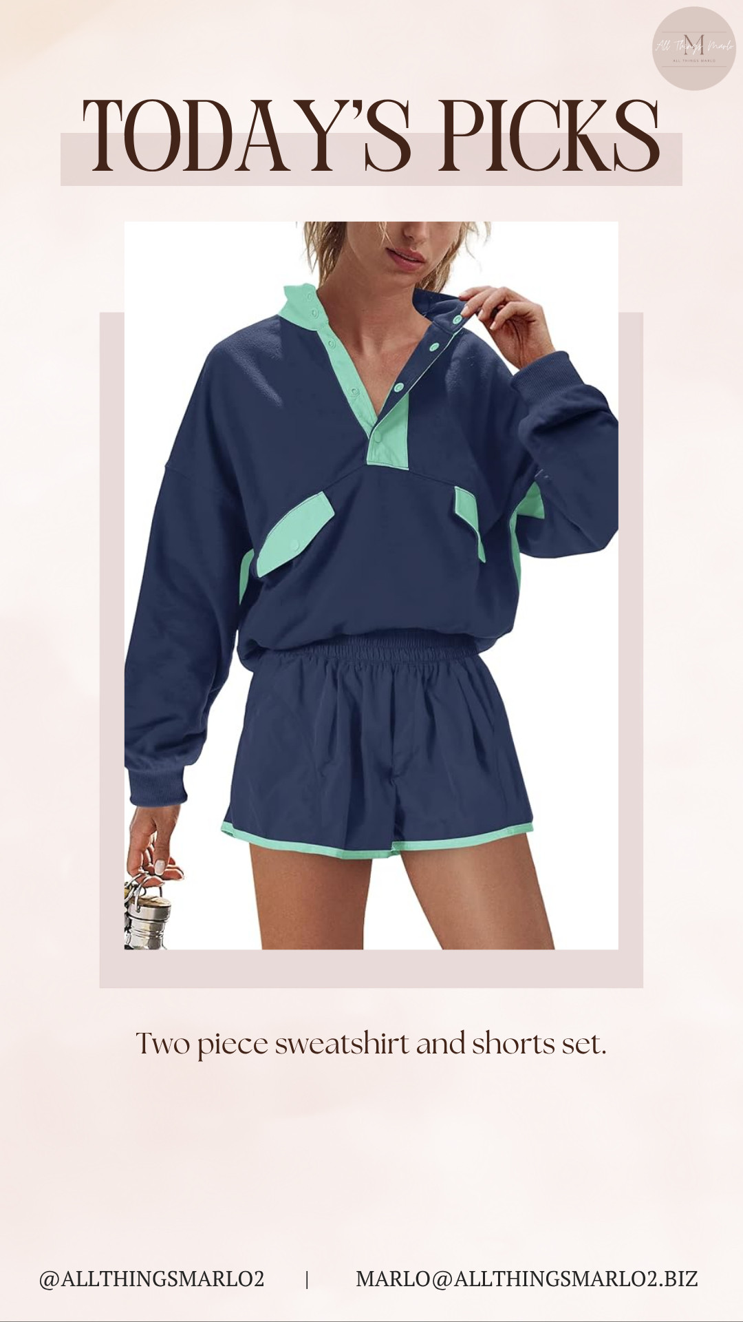 Two piece sweatshirt and shorts set. 

 #LTKSeasonal #LTKWorkwear #LTKTravel