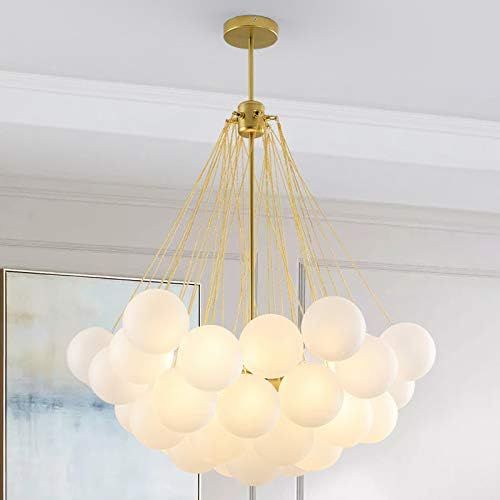 LITFAD Modern Stylish Bubble Ball Chandelier Ivory Glass 37 Lights LED Pendant Light Dining Room ... | Amazon (US)