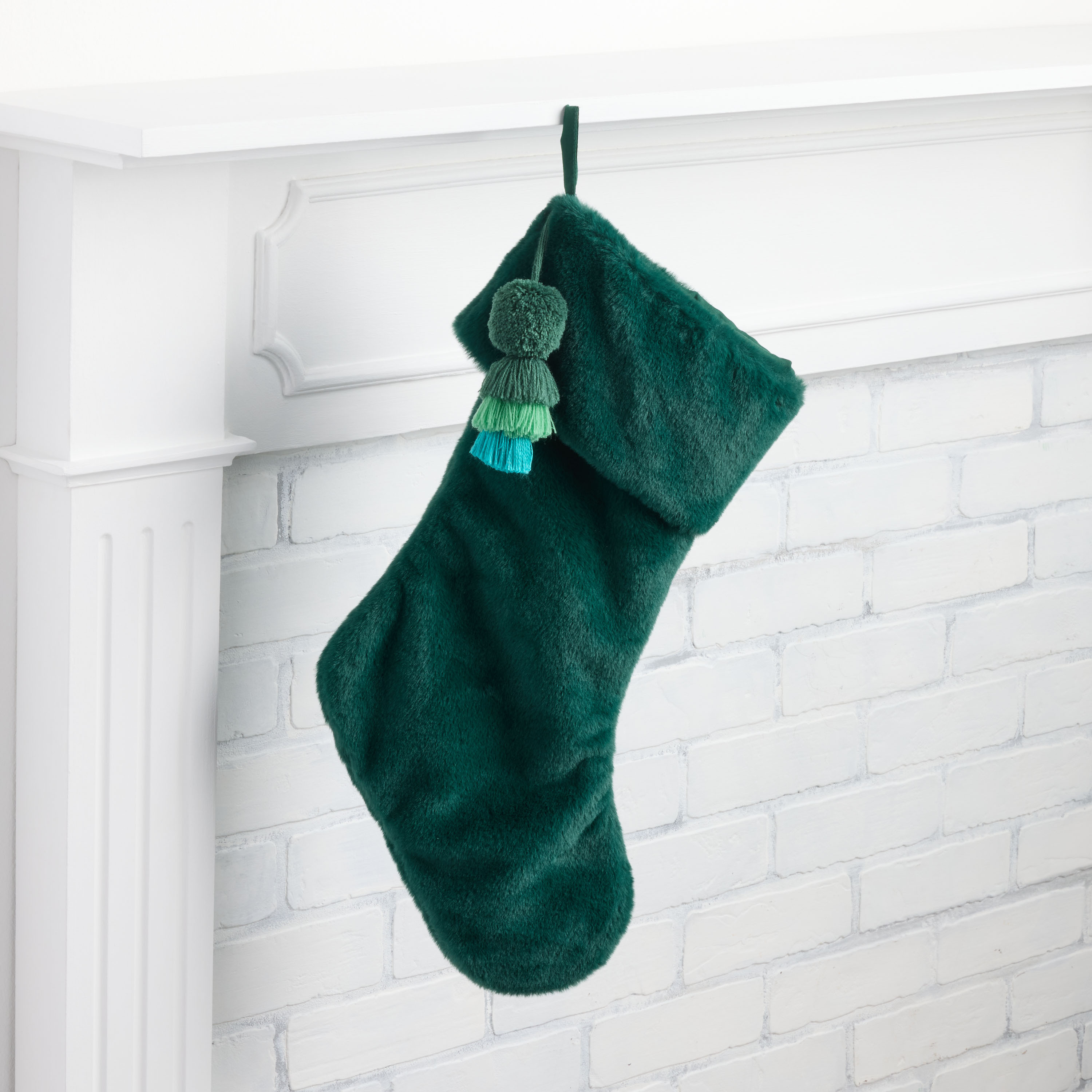 Plush Pom-Pom and Tassel Christmas Stocking | World Market