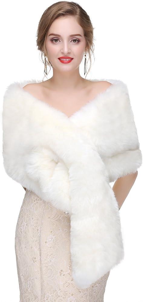 Women's Faux Fur Shawl Wraps for Wedding/Bridal/Evening Party | Amazon (US)