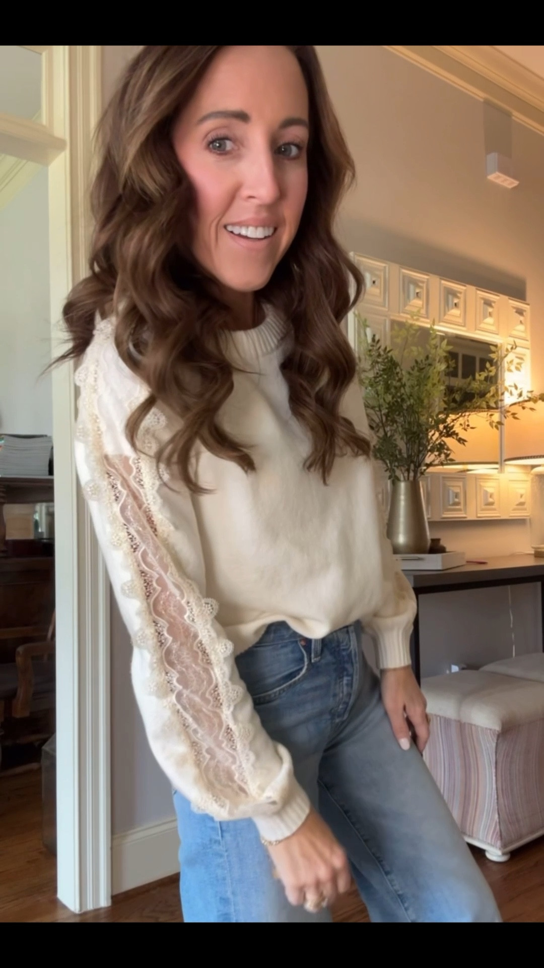 Lace sleeve sweater. Lace details. Winter to Spring sweater. Currently 50% off.
Size S

#LTKSaleAlert #LTKOver40 #LTKSeasonal