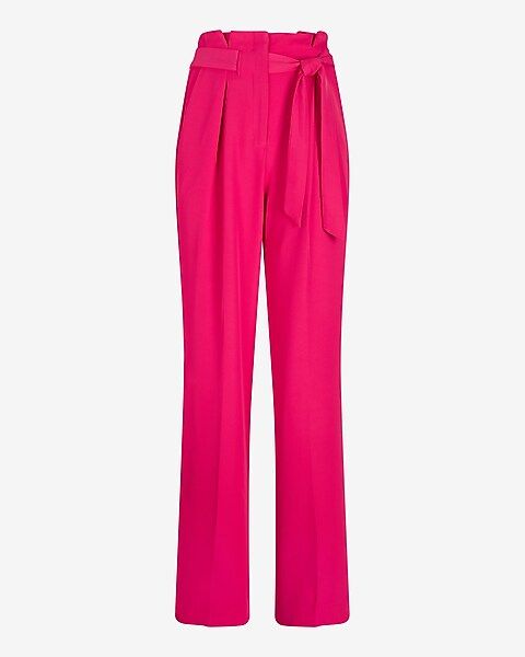 High Waisted Belted Twill Wide Leg Pant | Express