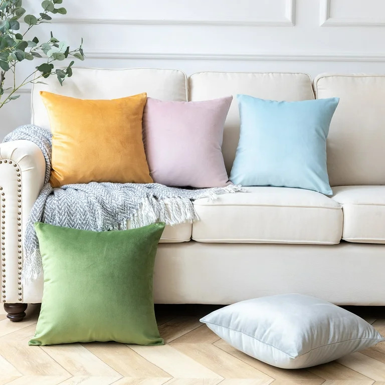 Phantoscope Soft Silky Velvet Series Square Decorative Throw Pillow Cusion for Couch, 18" x 18", ... | Walmart (US)